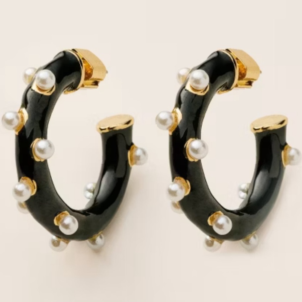 Kate Spade x Target Pearl Polka Dot Hoop Earrings Black